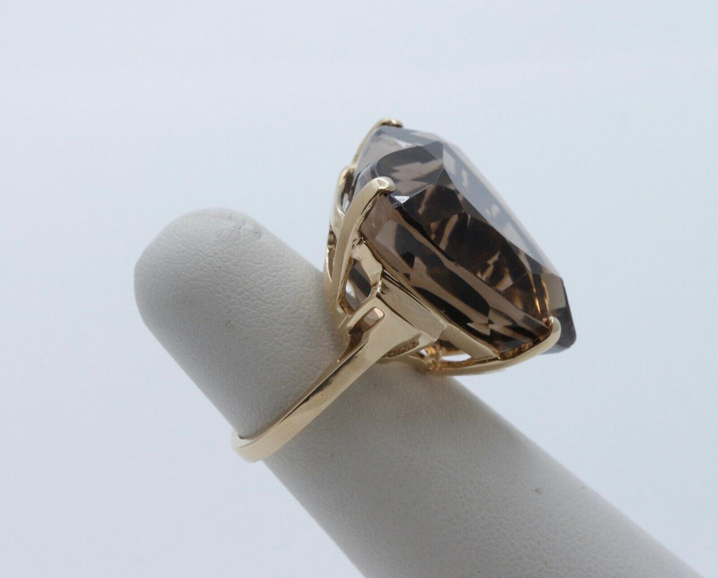 Vintage Heart Cut Smoky Topaz 14K Yellow Gold Ring