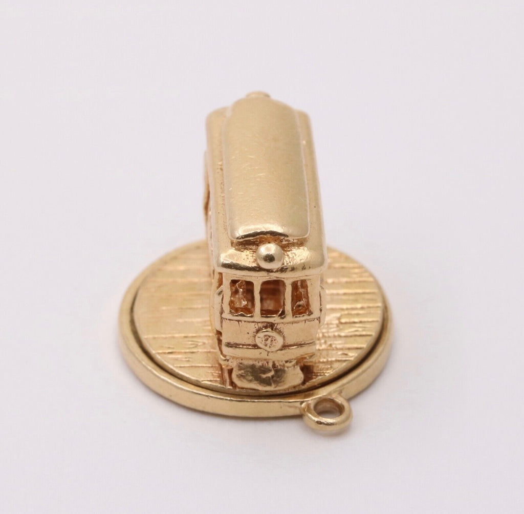 Vintage 14K Yellow Gold Movable Trolley Train Charm