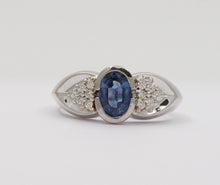 Load image into Gallery viewer, Vintage 18K White Gold Sapphire &amp; Diamond Ring
