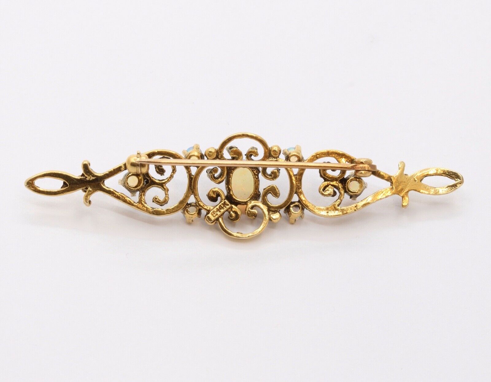 Victorian 14K Yellow Gold Opals Bar Pin Brooch