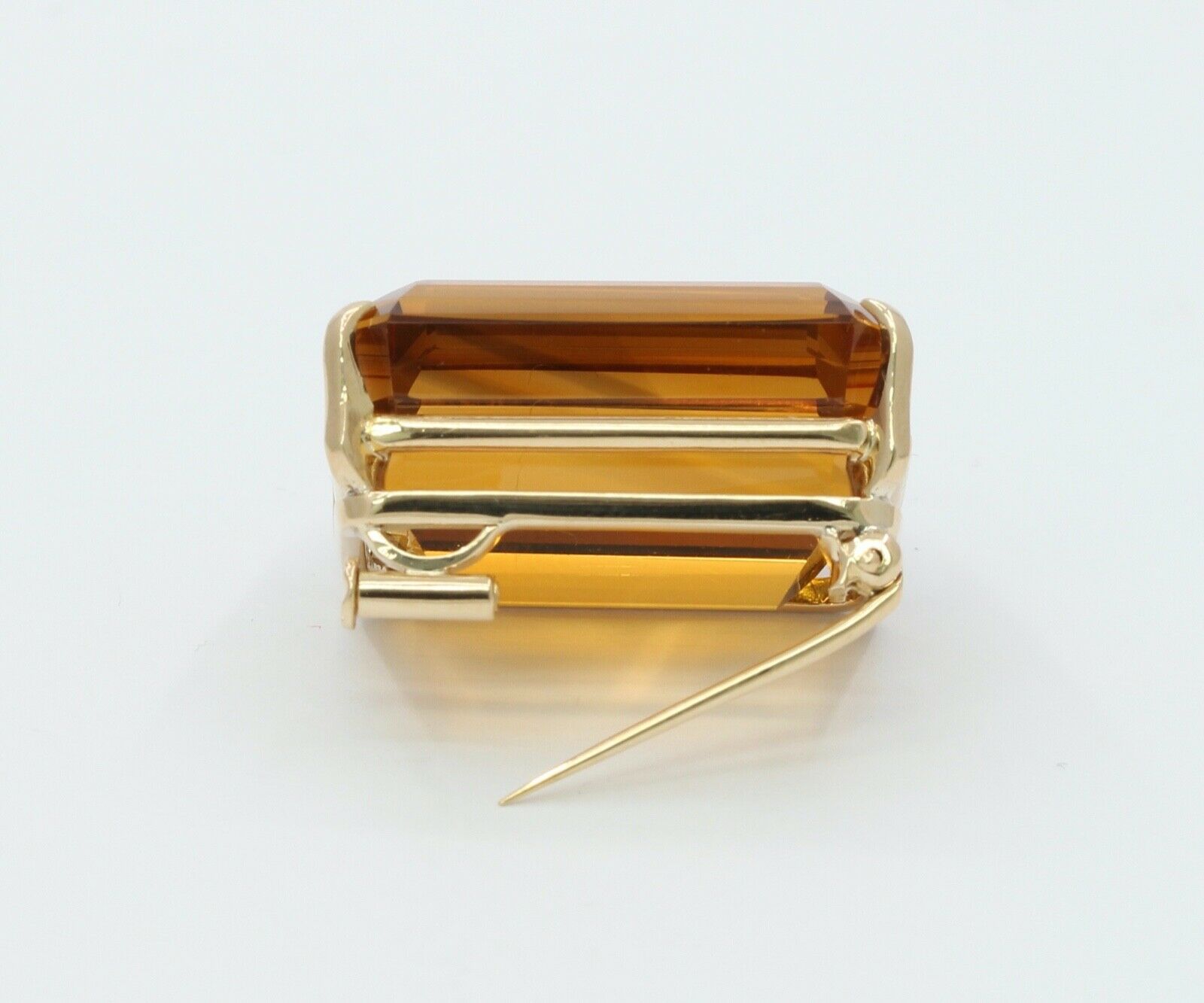Vintage Huge Beautiful Statement Emerald Cut Citrine Brooch Pin