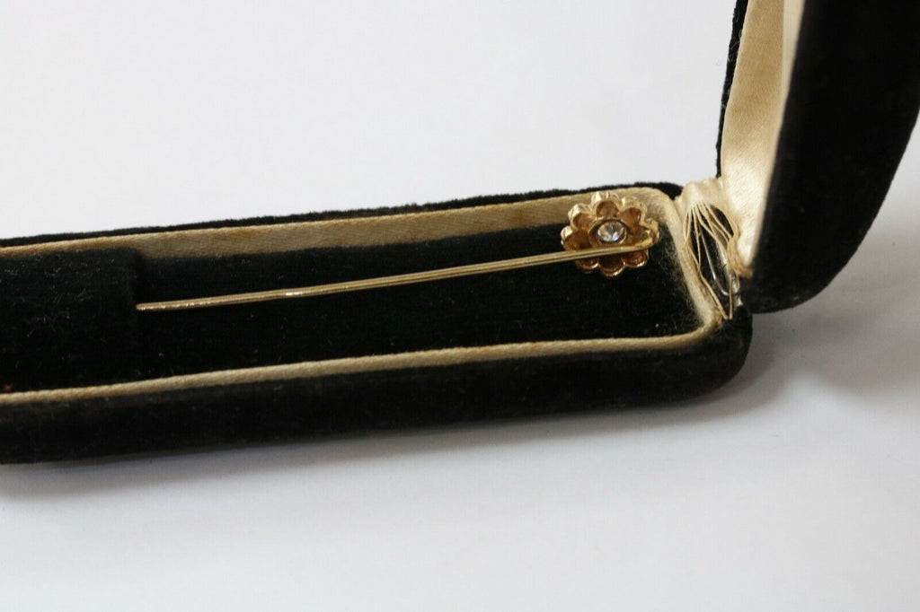 Art Deco Diamond Flowers 14K Yellow White Gold Stick Pin