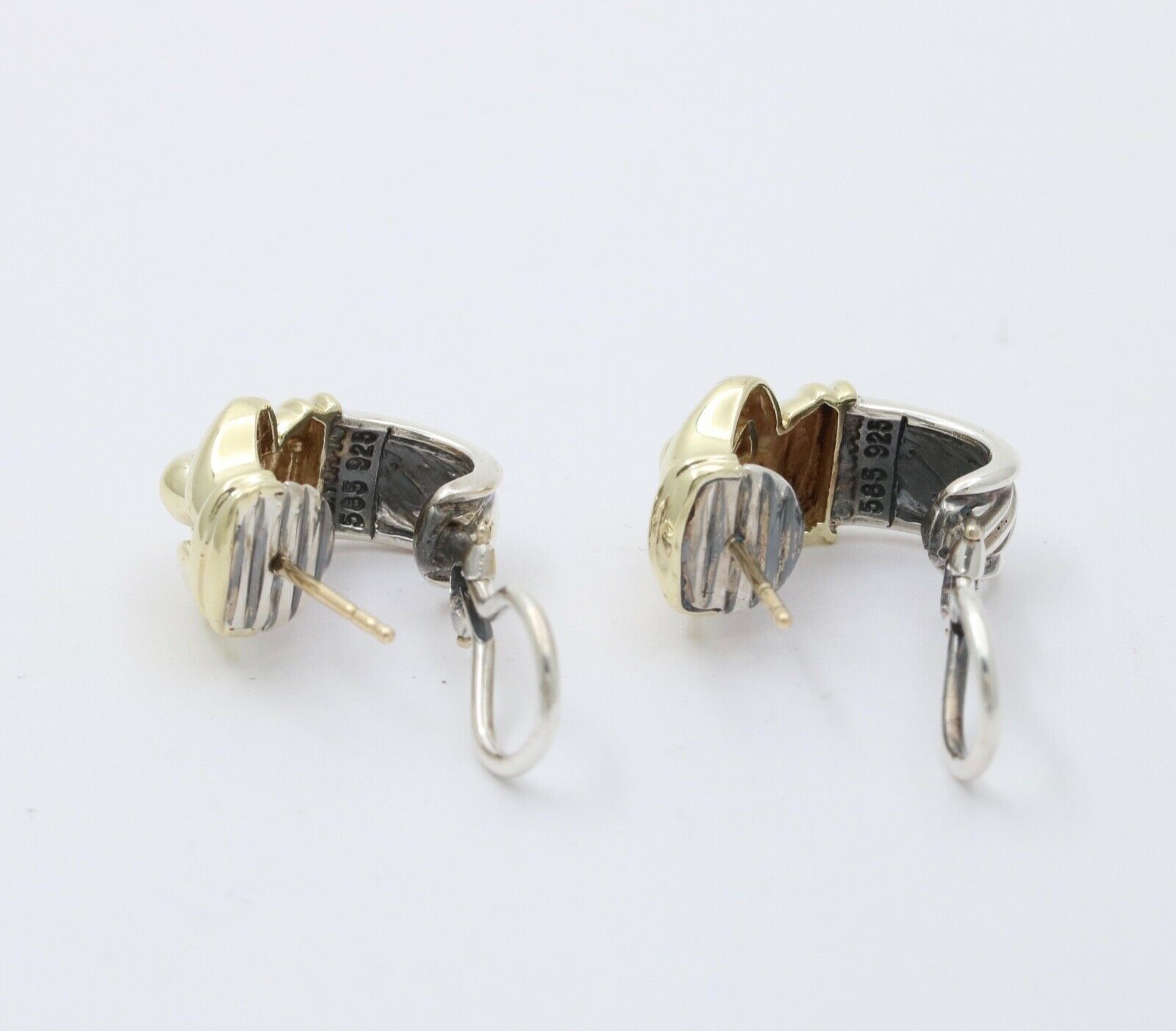 David Yurman Buckle Cable 14K Yellow Gold Sterling Silver Earrings