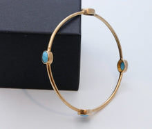 Load image into Gallery viewer, Vintage Ladies Turquoise 925 Gold Vermeil Bangle Bracelet
