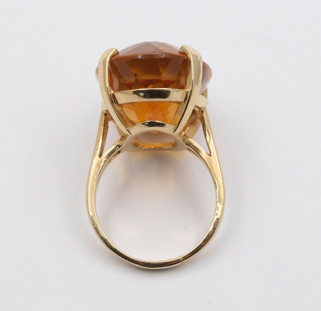 Large Vintage 14K Yellow Gold Citrine Statement Ring