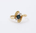 Vintage Blue Sapphire Diamonds 14K Yellow White Gold Ring