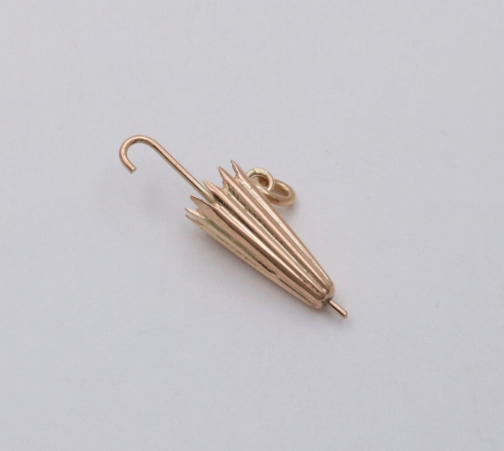Vintage 14K Yellow Gold Umbrella Charm Pendant.