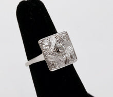 Load image into Gallery viewer, Art Deco Geometric Rope Filagree Diamonds 14K White Gold Ring
