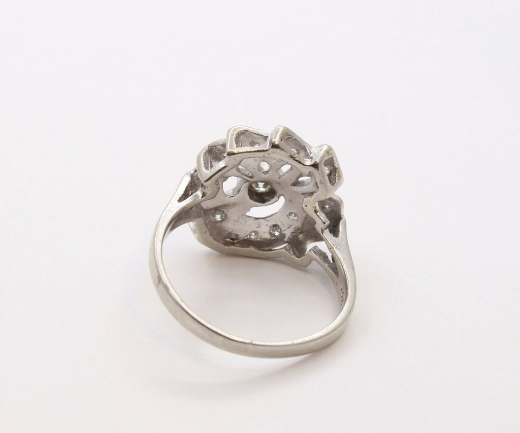 Stylish Art Deco Ladies 14K White Gold Diamonds Ring