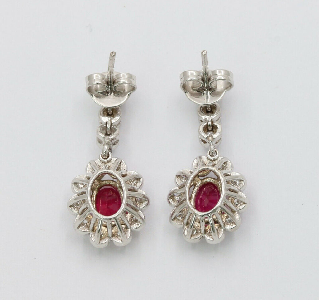 Vintage Ruby Diamonds Teardrop Hanging Earrings