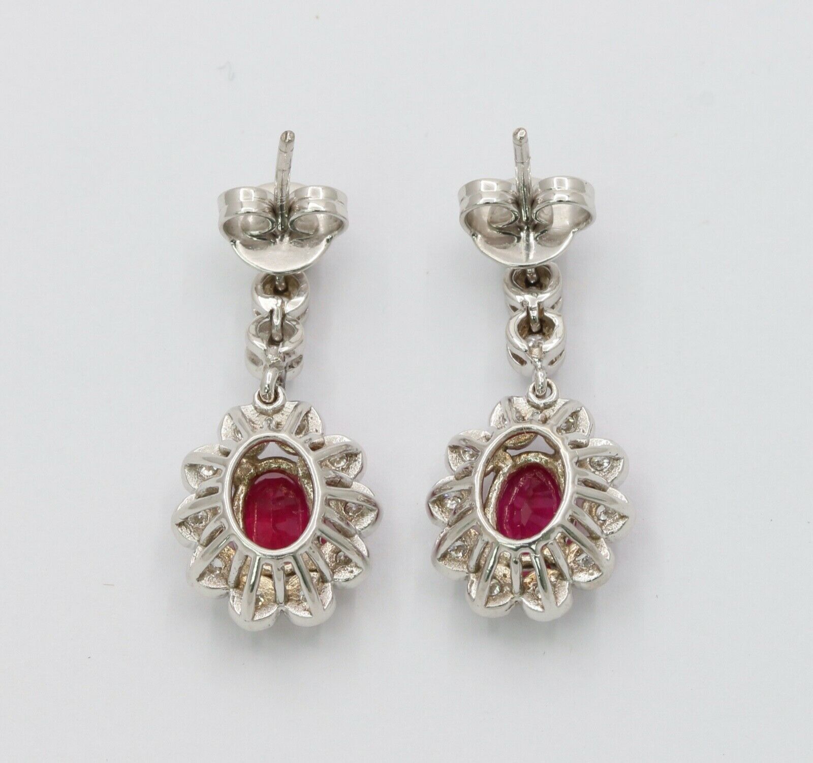 Vintage Ruby Diamonds Teardrop Hanging Earrings