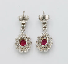 Load image into Gallery viewer, Vintage Ruby Diamonds Teardrop Hanging Earrings
