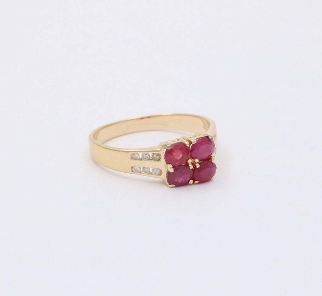 Vintage Rubies Diamonds 14K Yellow Gold Ring