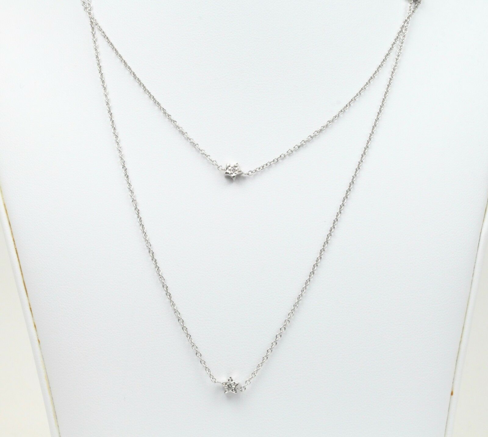 Vintage 18k White Gold Diamond Stackable Necklace