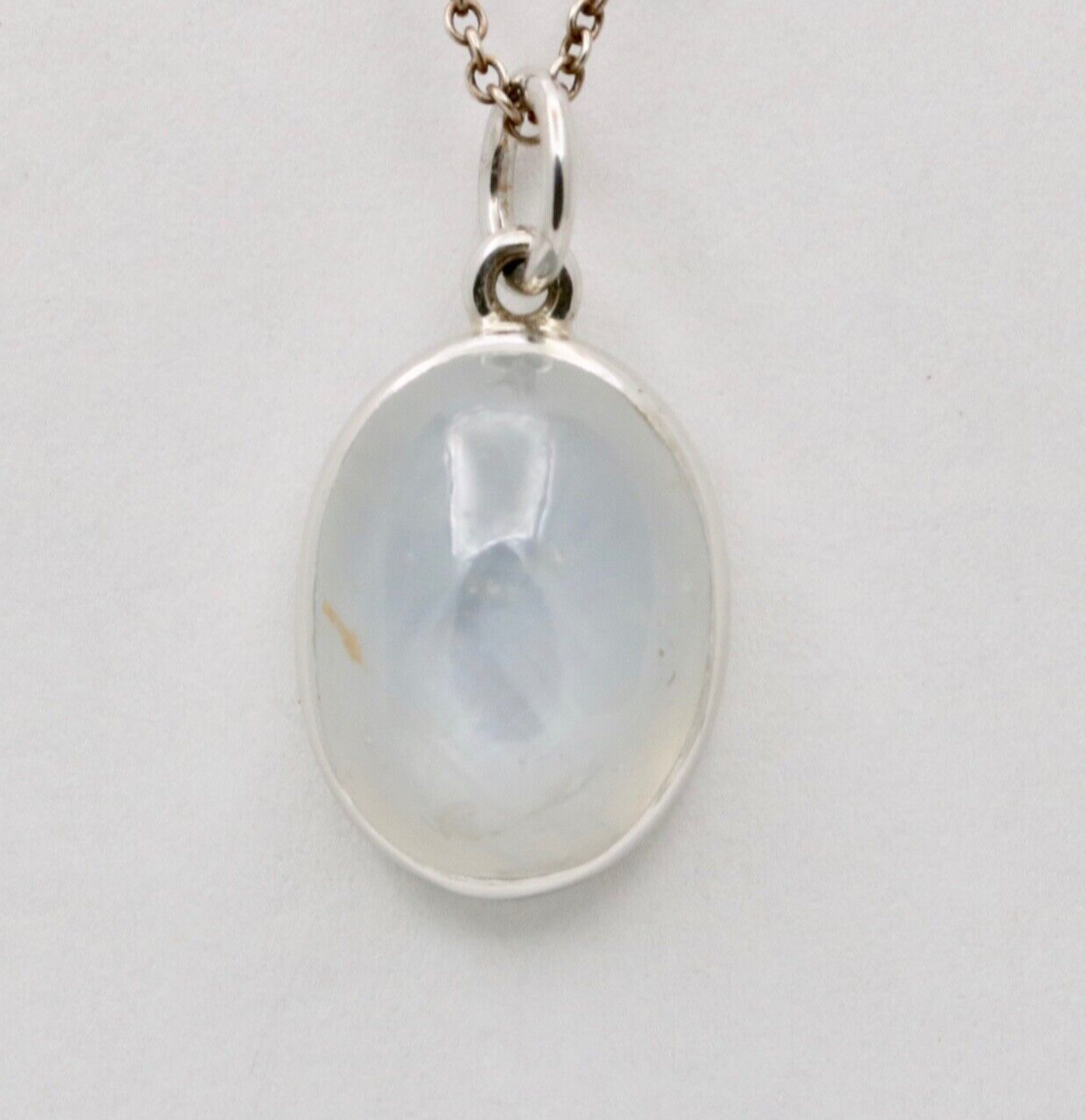 Vintage Cabochon Star Sapphire 14K White Gold Charm Pendant.