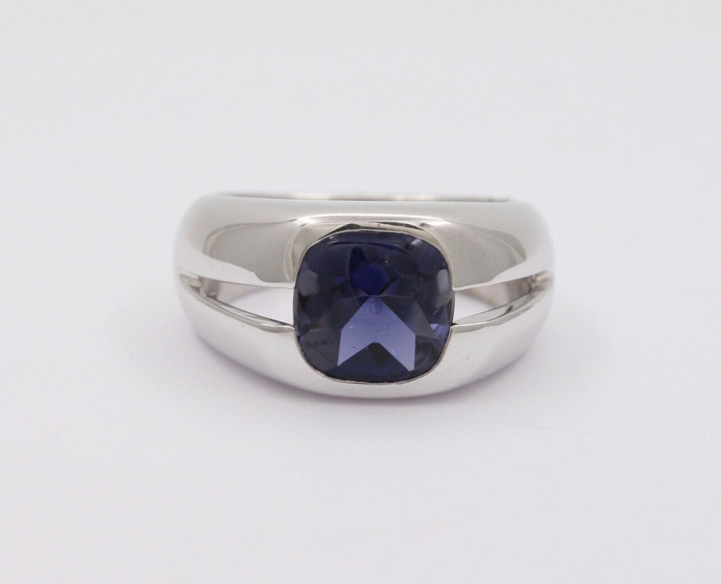 Vintage Tiffany & Co Iolite 18K White Gold Solitaire Ring