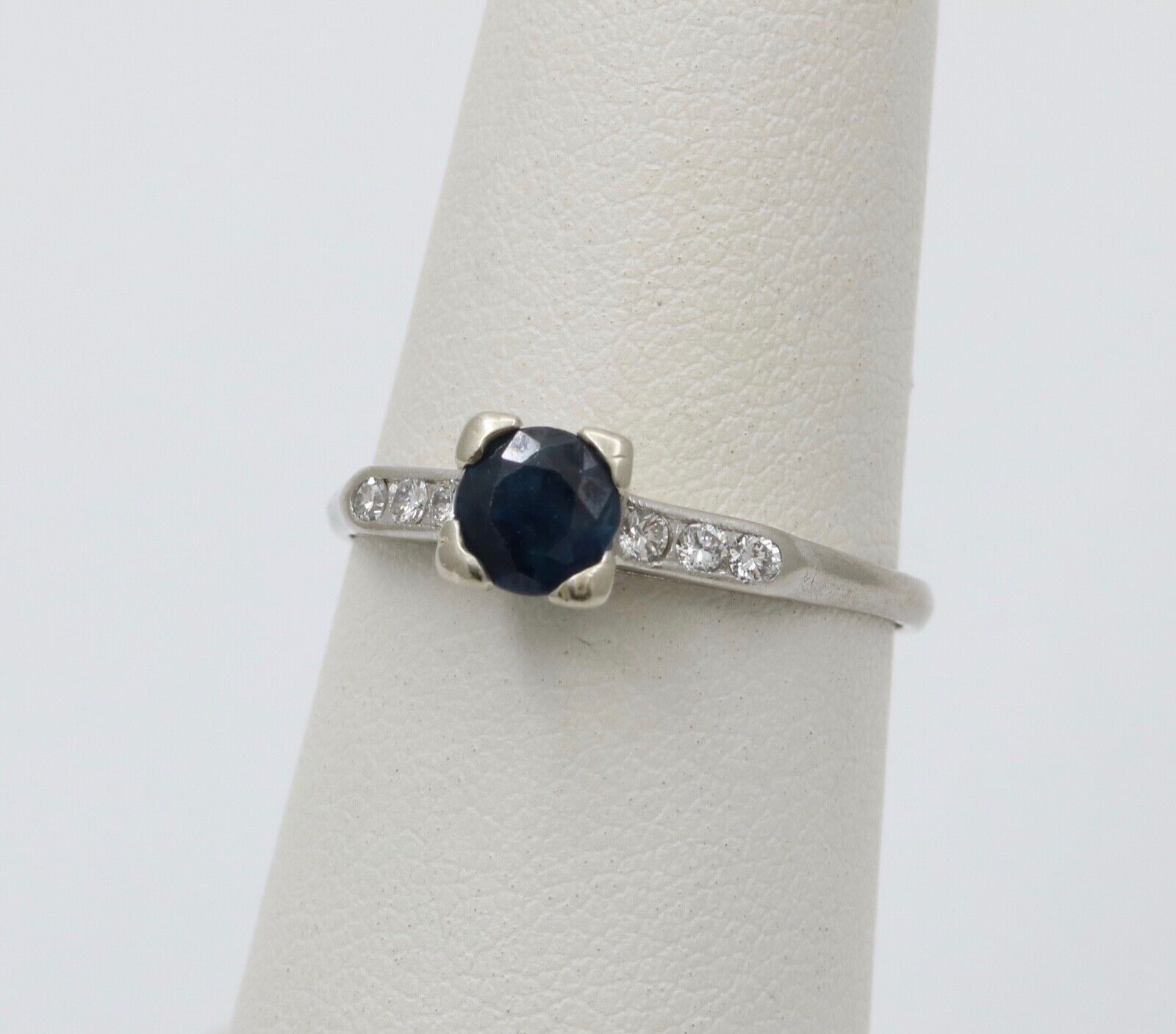 Vintage Platinum Sapphire & Diamond Ring Band, Engagement Ring