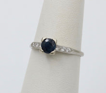 Load image into Gallery viewer, Vintage Platinum Sapphire &amp; Diamond Ring Band, Engagement Ring
