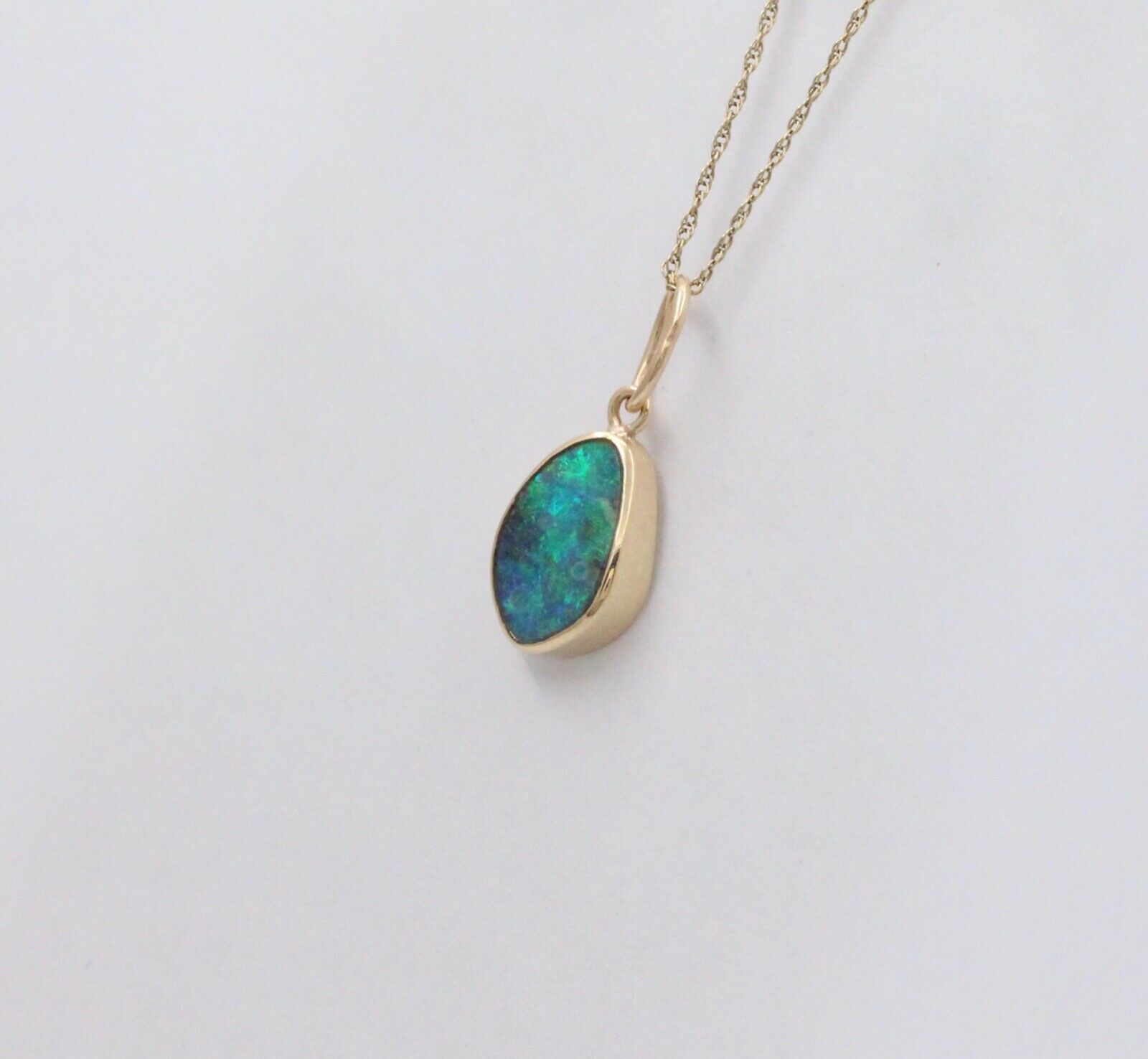 Vintage Black Boulder Opal 18K Yellow Gold Pendant