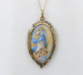 Antique Virgin Mary and Cherubs Portrait 18K YG WG Pendant