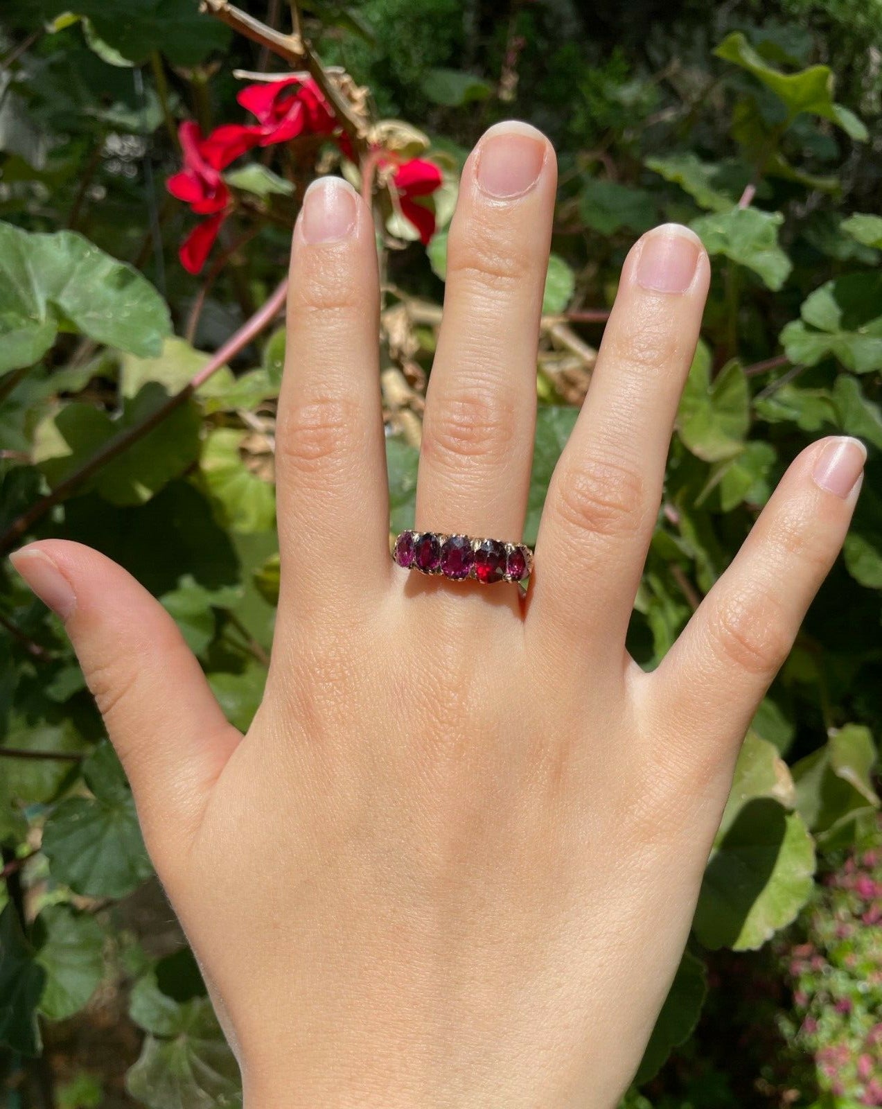 Vintage 14K Yellow Gold 6 stone Tourmaline Ring