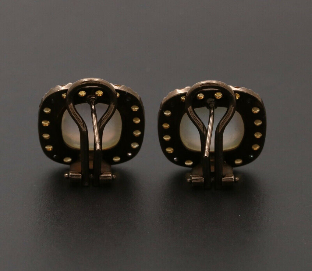 Vintage Italian Zoccai Crystal Diamonds Citrine 18K Earrings