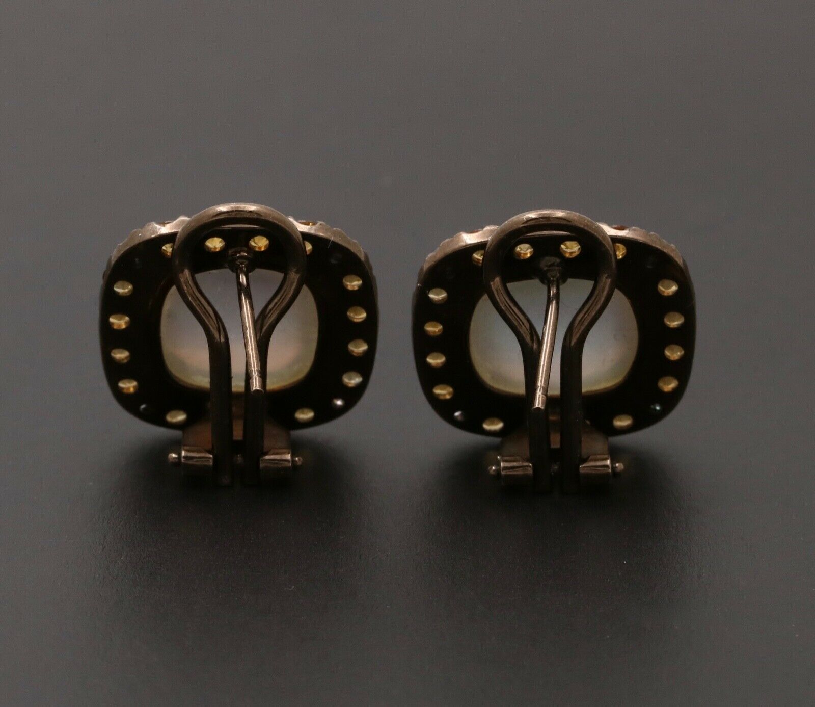 Vintage Italian Zoccai Crystal Diamonds Citrine 18K Earrings