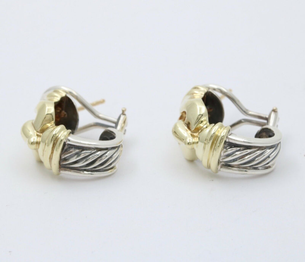David Yurman Buckle Cable 14K Yellow Gold Sterling Silver Earrings