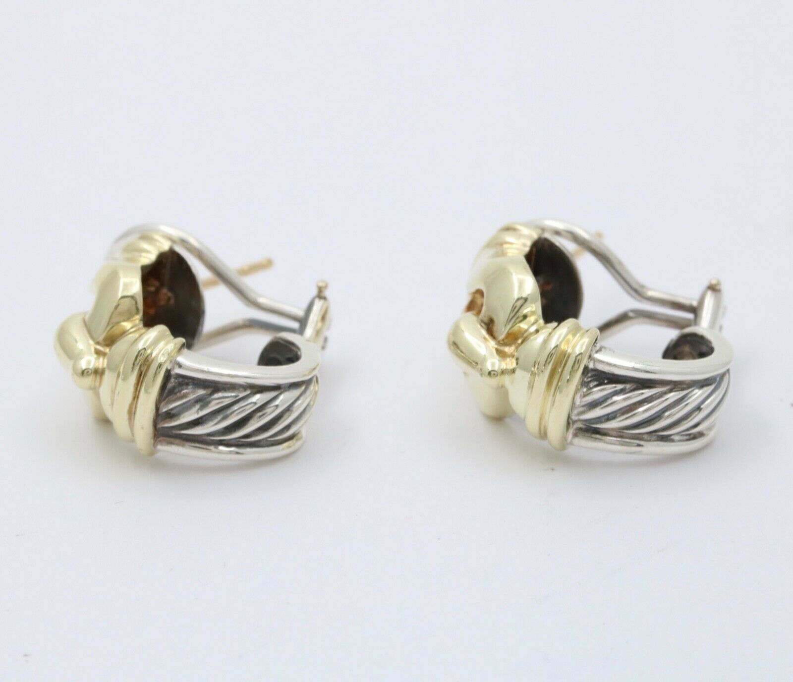 David Yurman Buckle Cable 14K Yellow Gold Sterling Silver Earrings