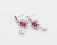 Load image into Gallery viewer, Vintage Ruby Diamonds Teardrop Hanging Earrings
