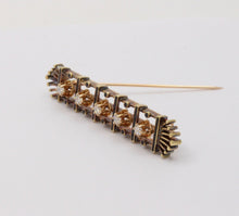 Load image into Gallery viewer, Vintage Art Deco Style 14K Yellow Gold Diamond Black Enamel Bar Pin, Brooch.

