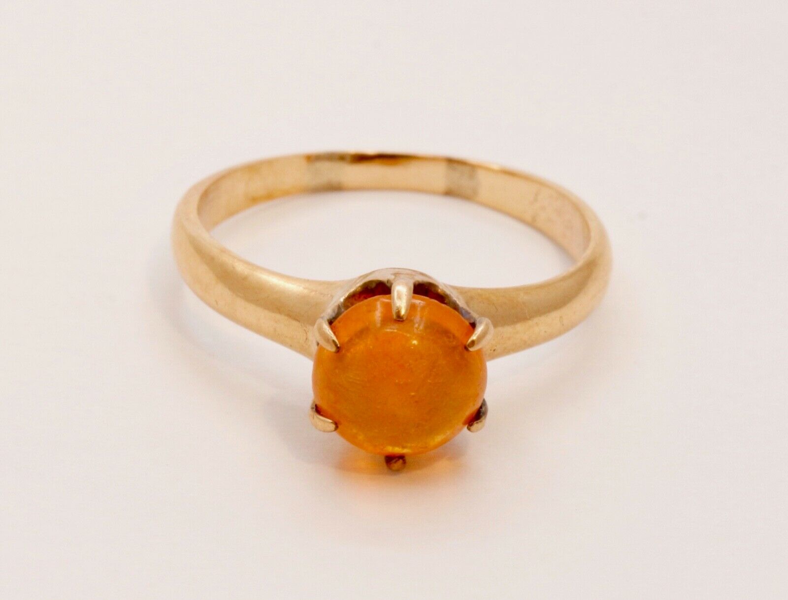 Victorian Mexican Opal Solitaire 14K Yellow Gold Ring