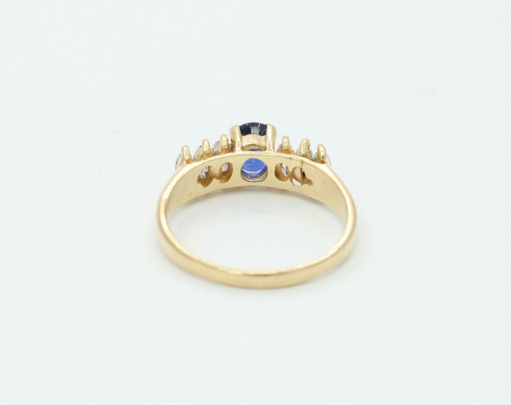 Vintage 14K Yellow Gold Diamond Sapphire Cocktail Ring