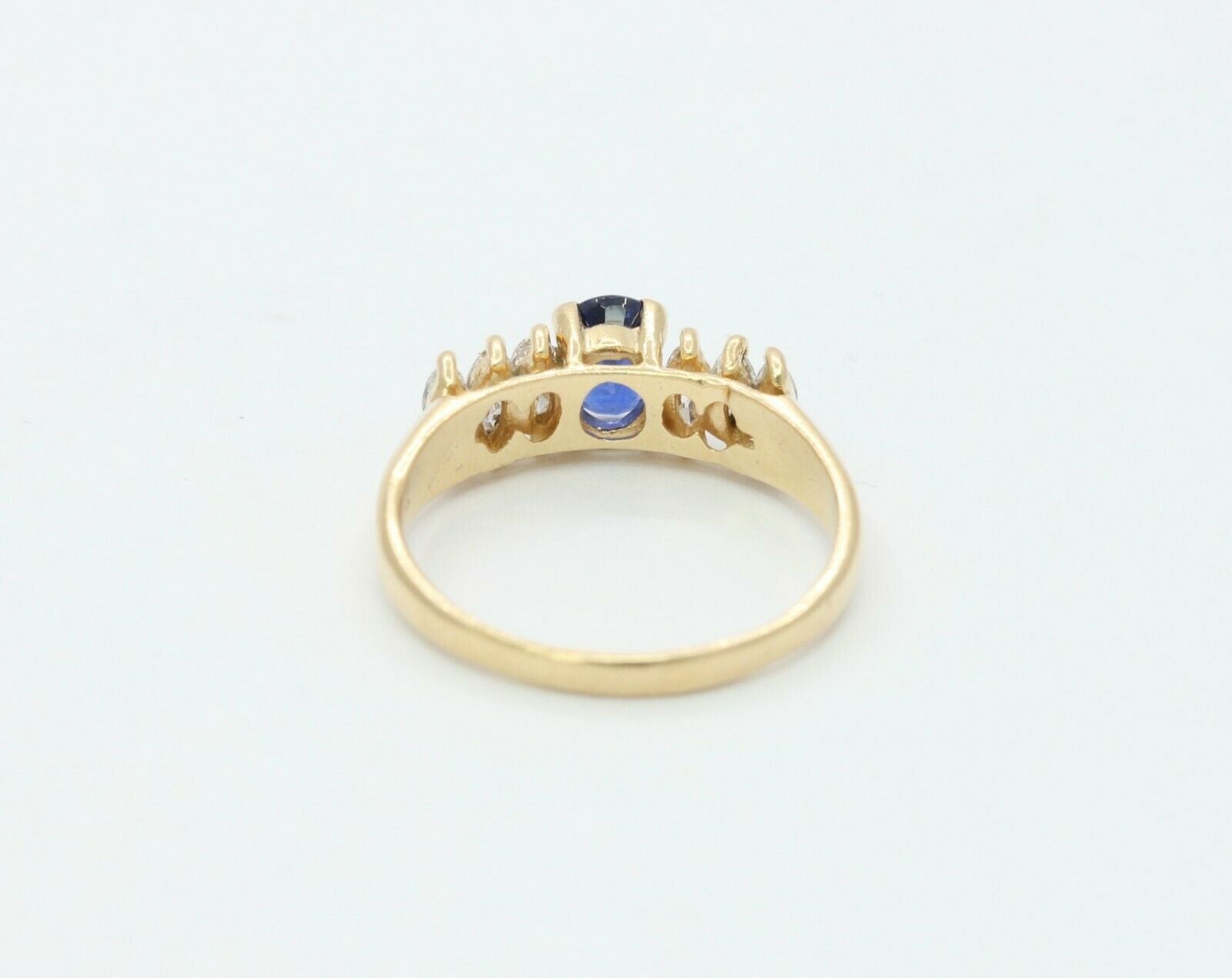 Vintage 14K Yellow Gold Diamond Sapphire Cocktail Ring