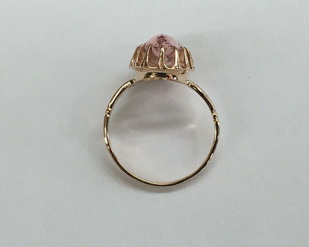 Mystical Vintage Ladies Pink Quartz 14K Rose Gold Ring
