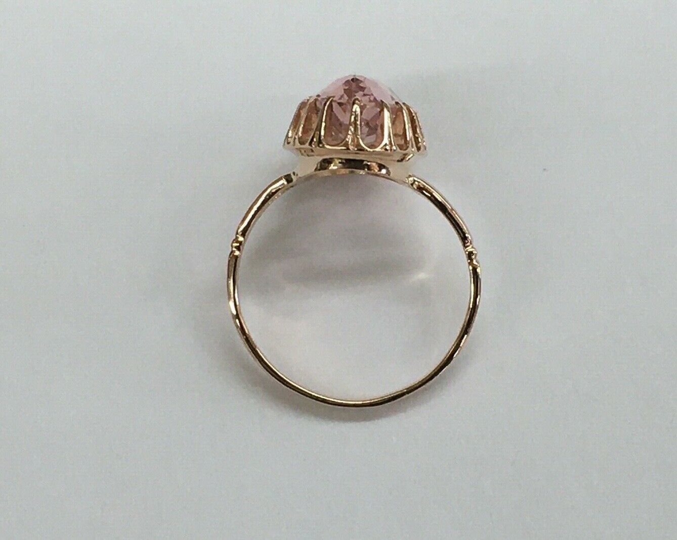 Mystical Vintage Ladies Pink Quartz 14K Rose Gold Ring