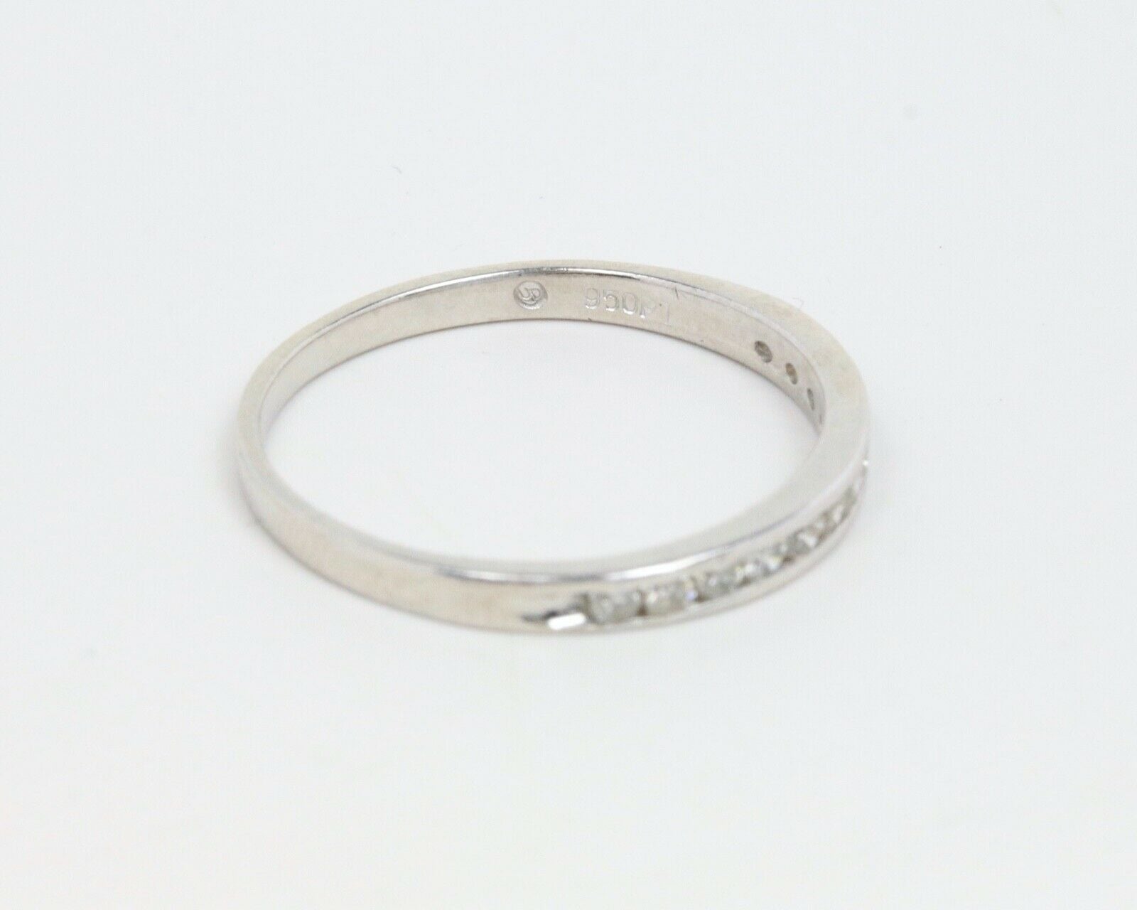 Vintage Ladies Stackable Diamonds Platinum Wedding Band Ring