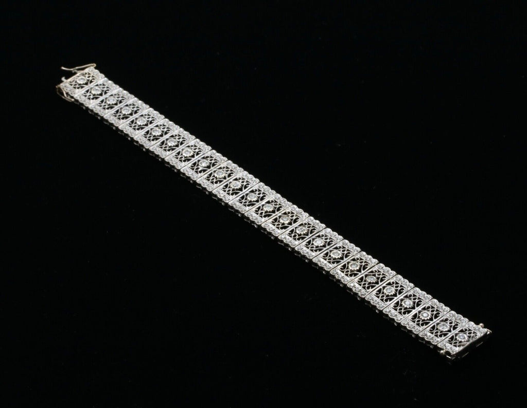 Art Deco Diamond 18K White Gold Filagree Bracelet