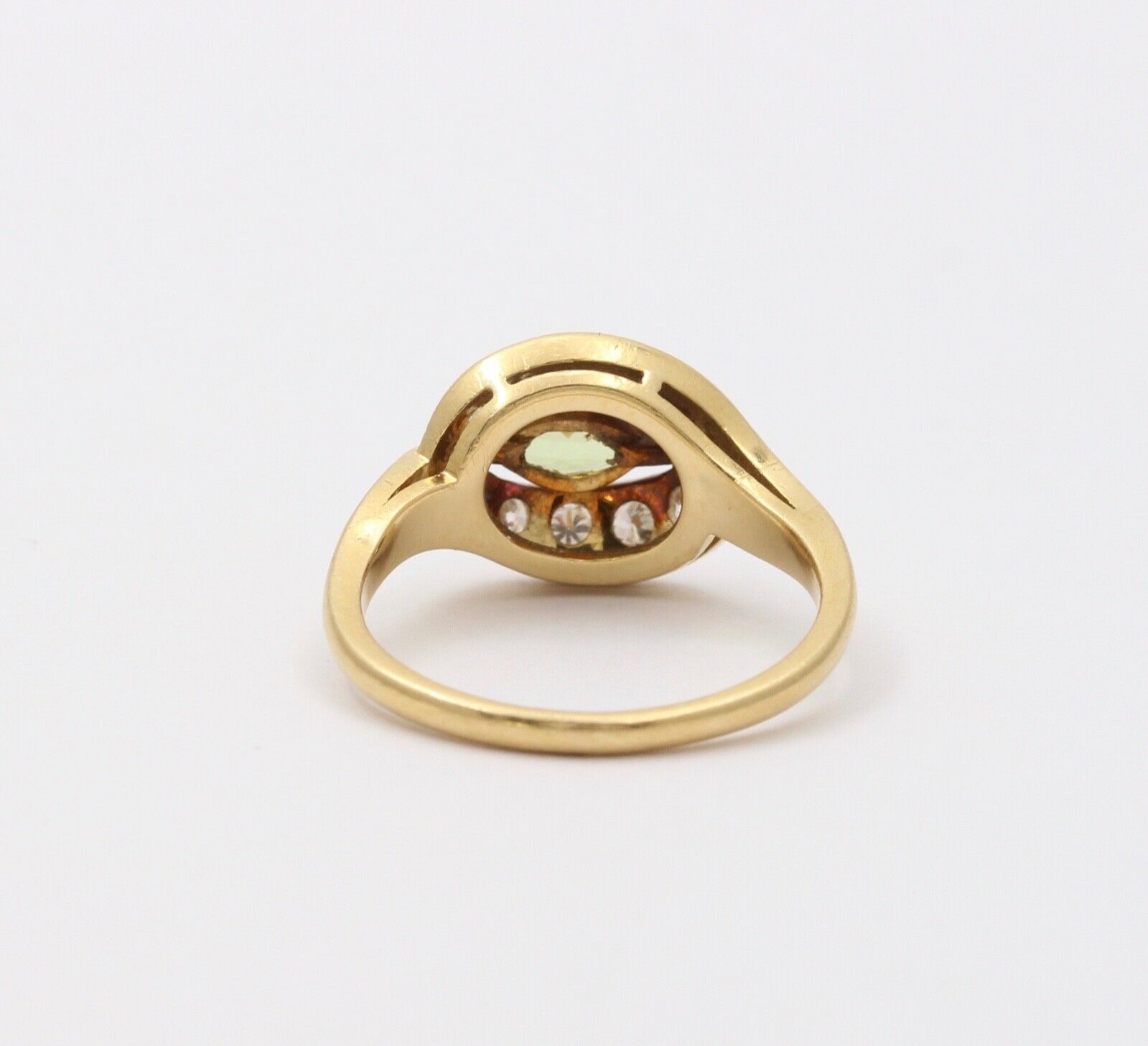 Vintage Bypass Peridot Diamonds 18K Yellow Gold Ring