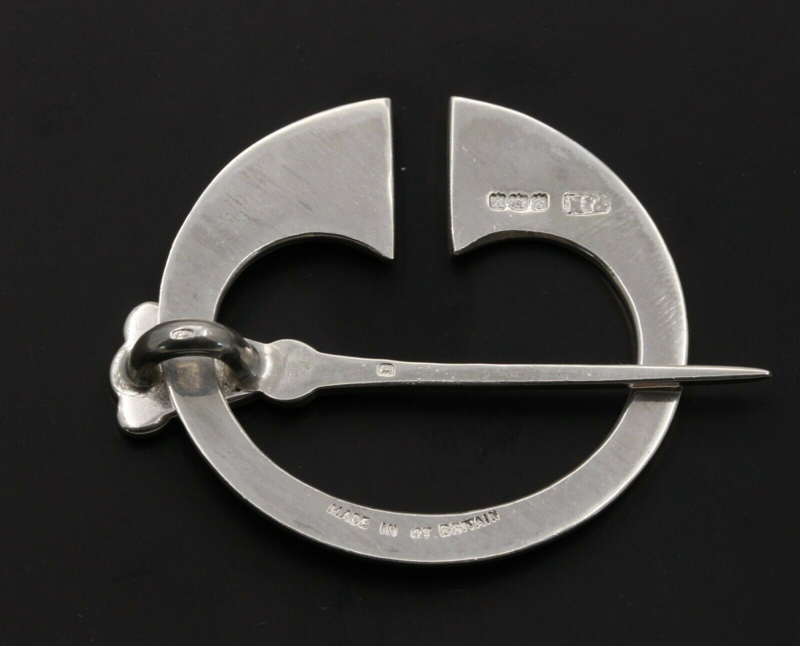 Cool Vintage English Moving Silver Sigil Brooch