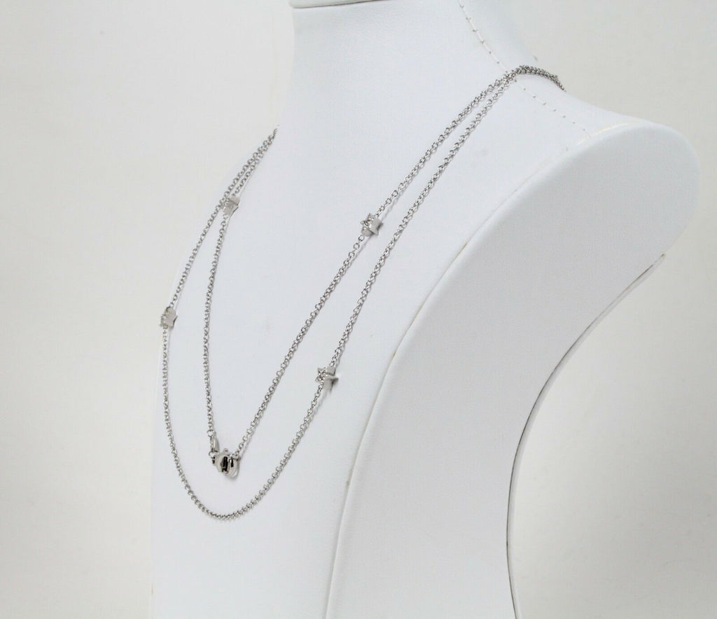 Vintage 18k White Gold Diamond Stackable Necklace