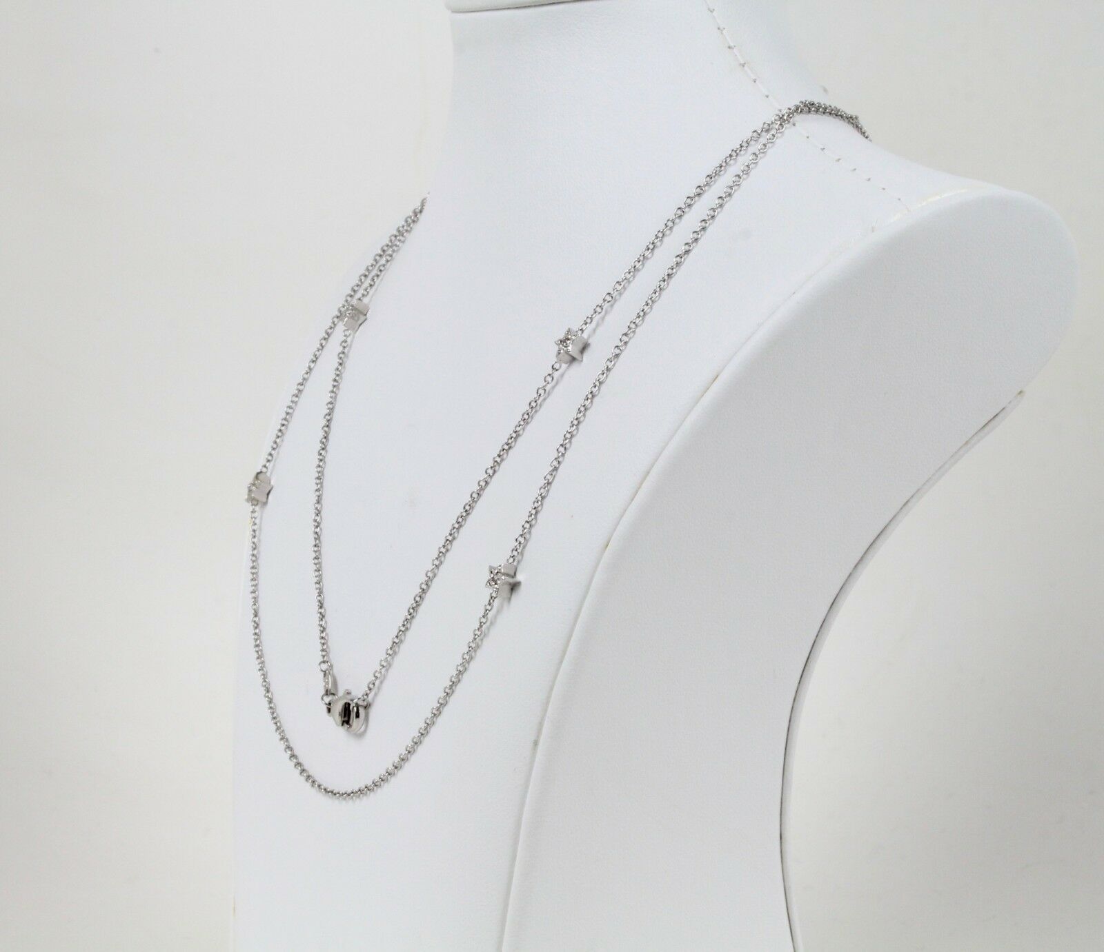 Vintage 18k White Gold Diamond Stackable Necklace