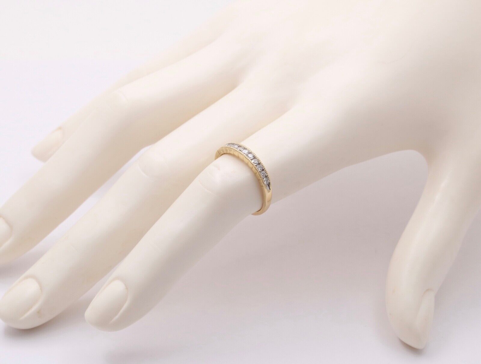 Vintage Diamonds 14K Yellow Gold Wedding Stacking Band Ring