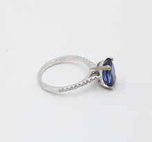 Load image into Gallery viewer, Classic 14K White Gold Sapphire &amp; Diamond Ring, Engagement Ring.
