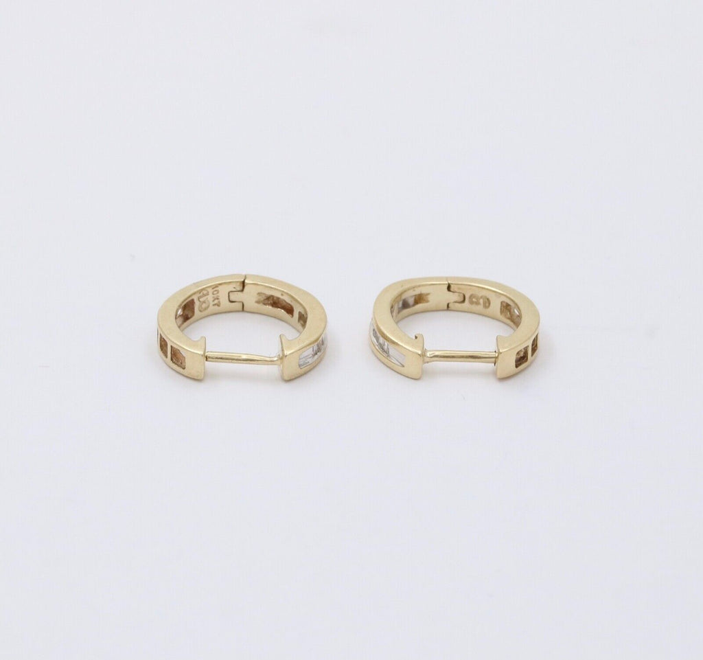 Minimize Diamond 10K Yellow Gold Small Huggies Earrings