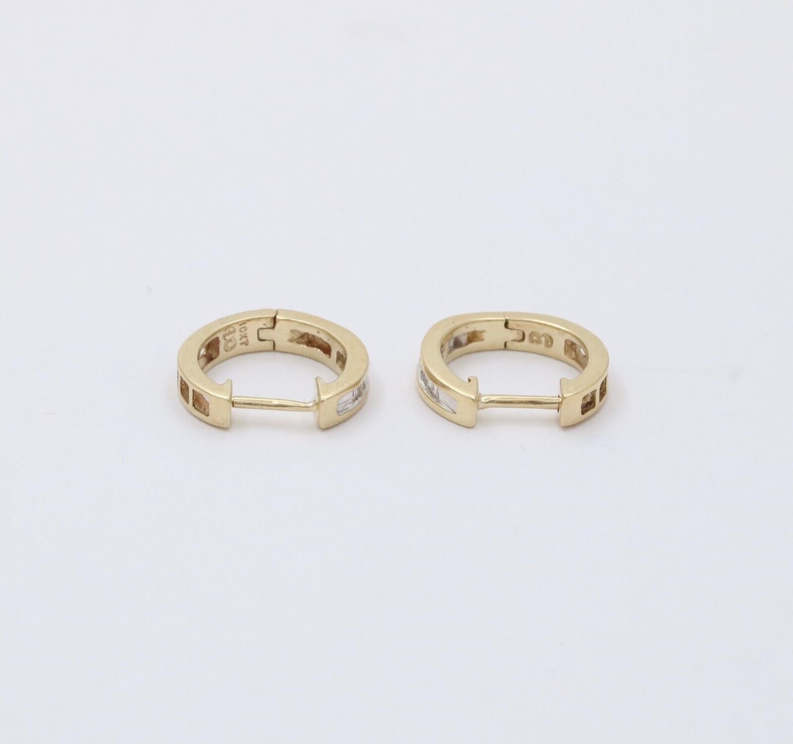 Minimize Diamond 10K Yellow Gold Small Huggies Earrings