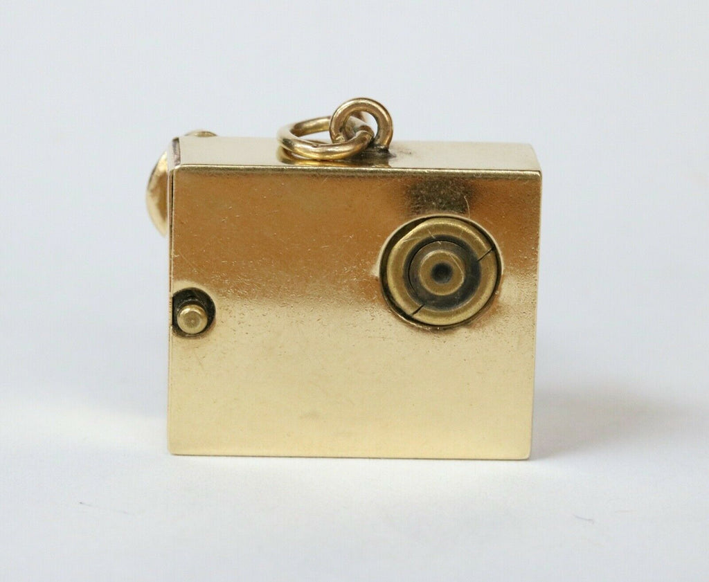 Rare Vintage Phonograph 14K Yellow Gold RubIes Sapphires Pearls Pendant Charm