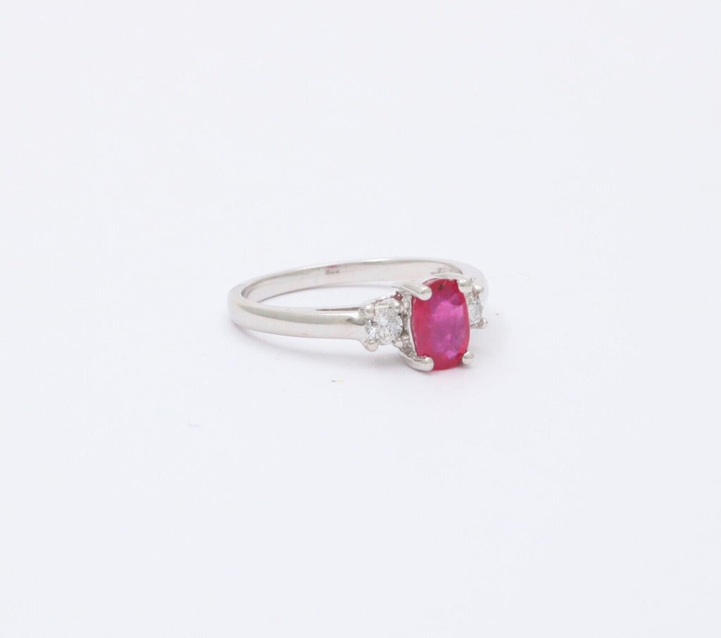 Vintage Ruby Diamonds 10K White Gold Ring
