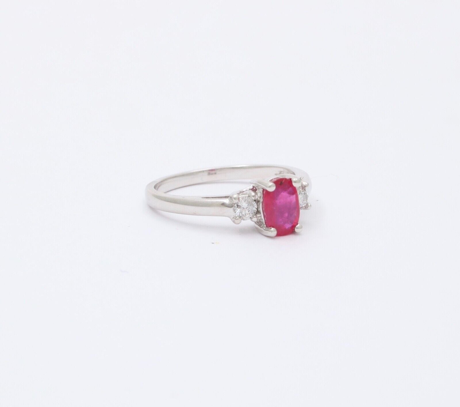 Vintage Ruby Diamonds 10K White Gold Ring