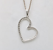 Load image into Gallery viewer, Vintage Heart White CZ 10K White Gold Pendant
